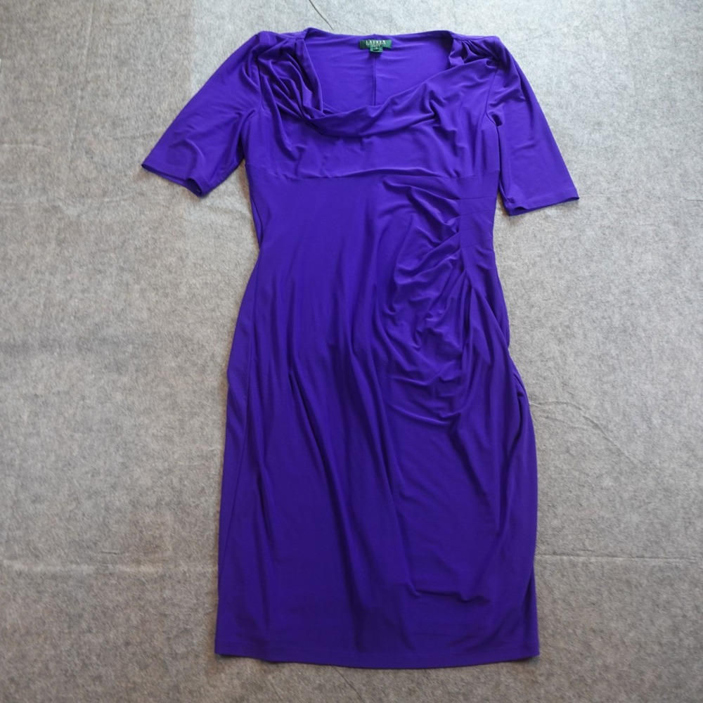 ralph lauren cowl neck jersey dress | Dresses | Ralph Lauren Women Size Sixteen Purple Ruched Sheath Midi global-style-Erianne